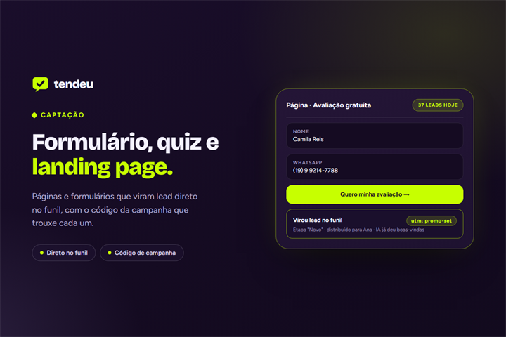 Tela do módulo Captação da tendeu