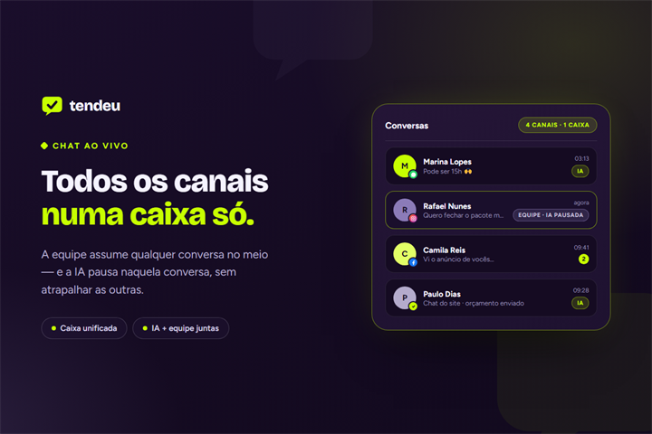 Tela do módulo Chat ao vivo da tendeu