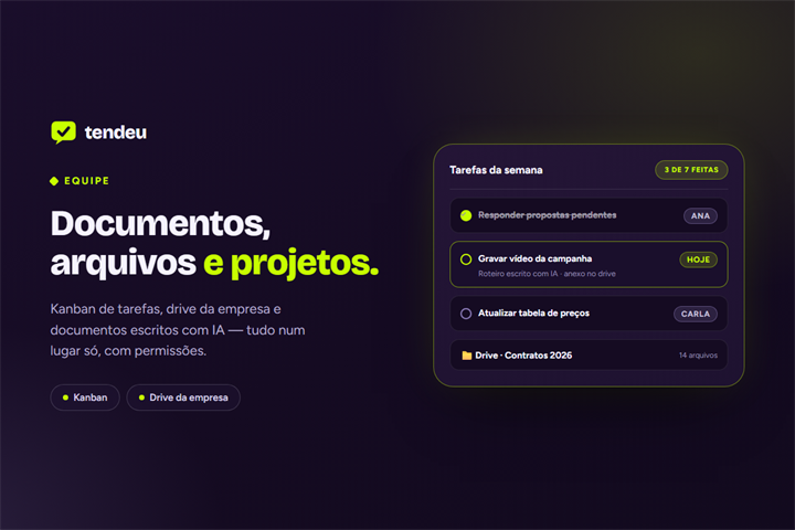 Tela do módulo Equipe da tendeu