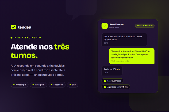 Tela do módulo IA de atendimento da tendeu