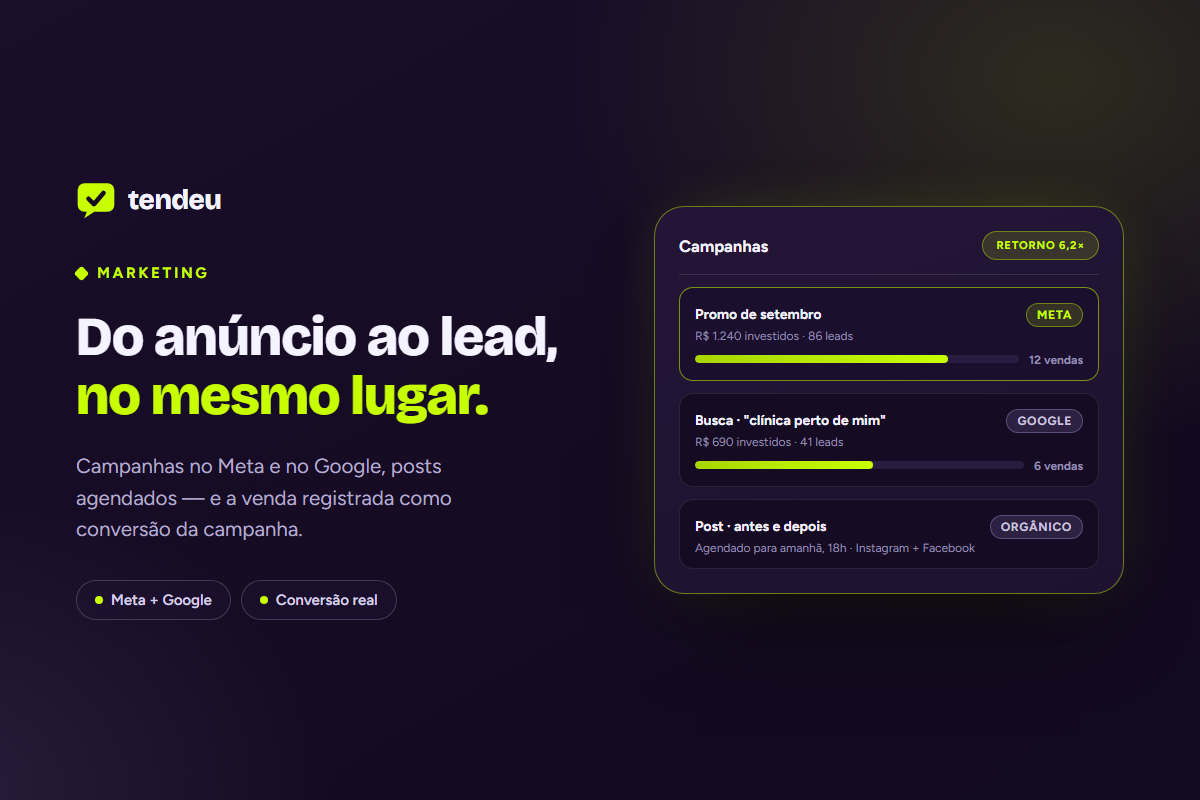 Do anúncio ao lead, no mesmo lugar — Marketing na plataforma tendeu