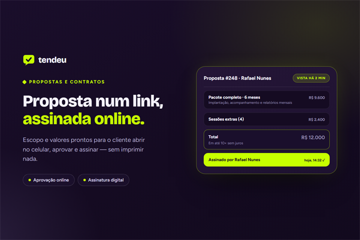 Tela do módulo Propostas e contratos da tendeu