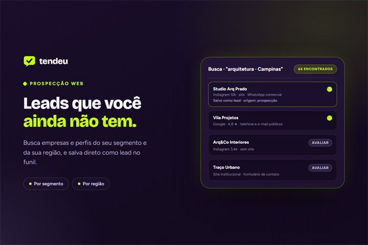 Tela do módulo Prospecção web da tendeu